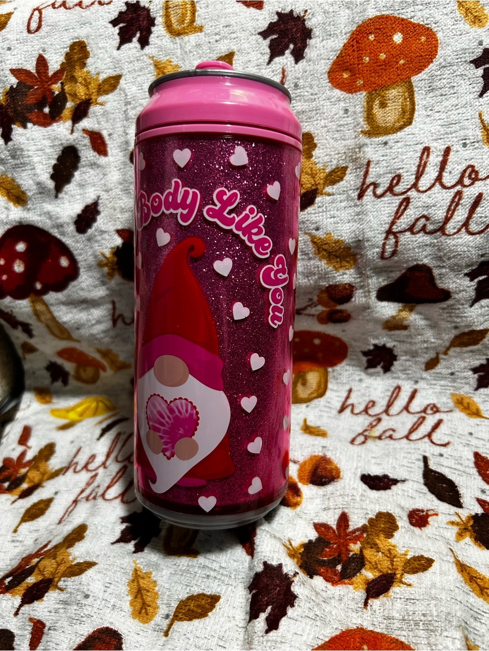 Gnome Body Like You Pink Glitter Gnome Travel Tumbler